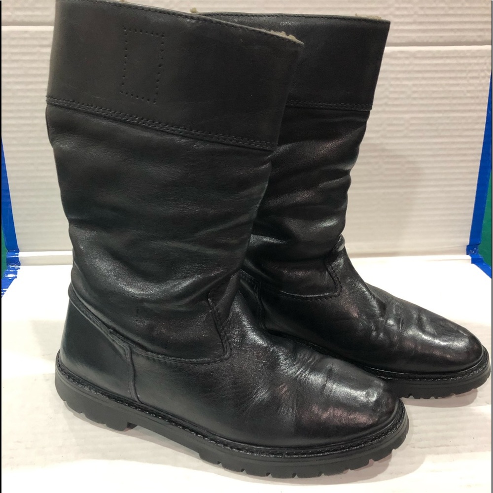 Men’s Black Genuine Shearling Boots Size 8(41)